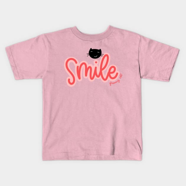 Smile Funny Cat Kids T-Shirt by Ruralmarket